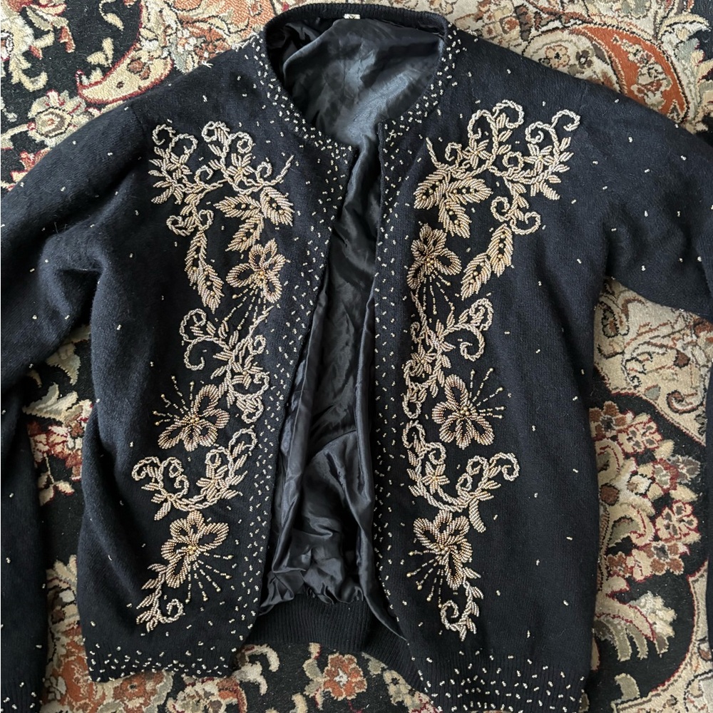 Vintage Elegant Black Embroidered Women's Jacket